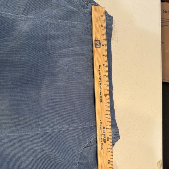 2 Mainstreet Blues Vtg Corduroy Full Skirt Sz 14 WP Cottagecore Pockets Blue Tan - Picture 8 of 10